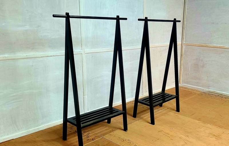 image of Metal and Wood Hanger with Shelves