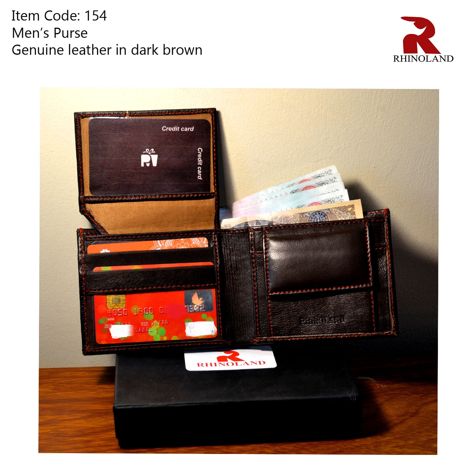 image of Rhinoland Single Fold Leather Wallet For Men