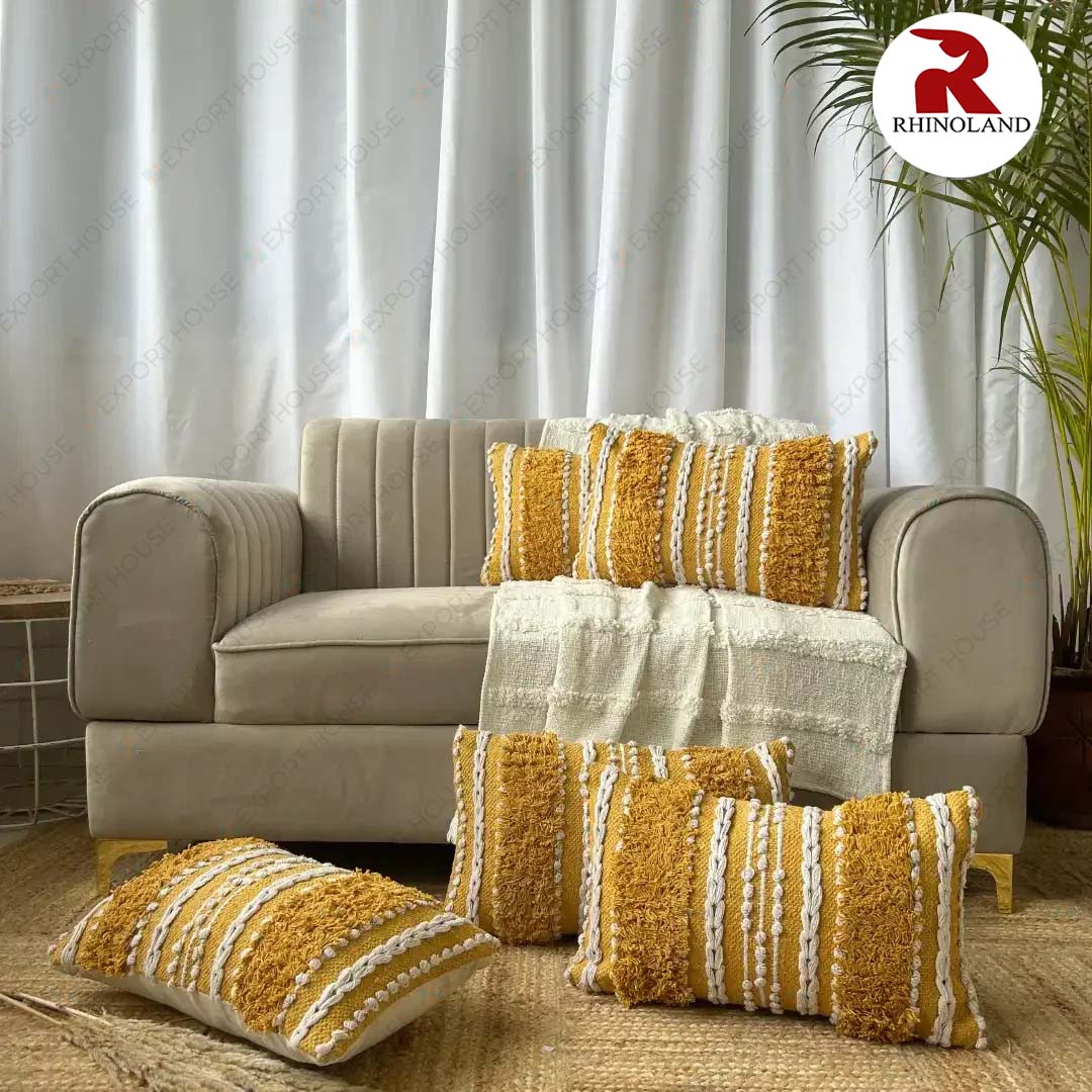 Mustard Braided Weave Cushion